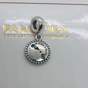 ✨🔥Pandora Saint Kitts and Nevis Flag Map Dangle Charm S925 Silver
